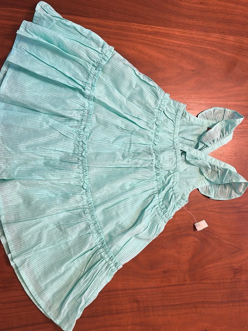 Girls' Sleeveless Tiered Dress in Light Aqua